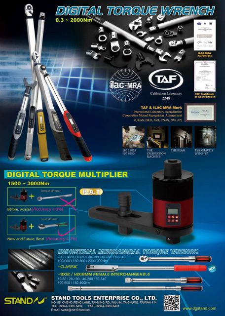 Stand Tools offers high-level digital torque wrenches approved by the company's in-house TAF-certified toque testing and calibration lab.