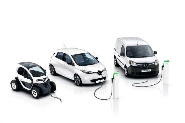 Renault's EV range: (from left) Twizy, ZOE and Kangoo Z.E. (photo from Renault-Nissan).