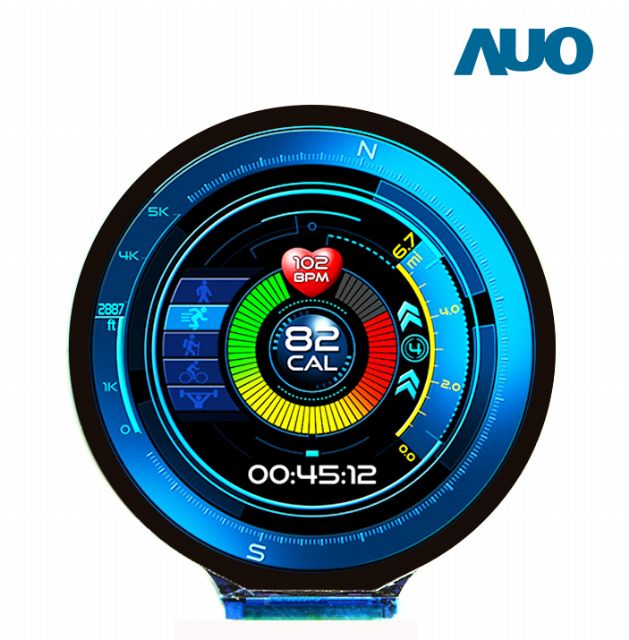 AUO's 1.4-inch full-circle AMOLED displays for smart watches. (photo from AUO)