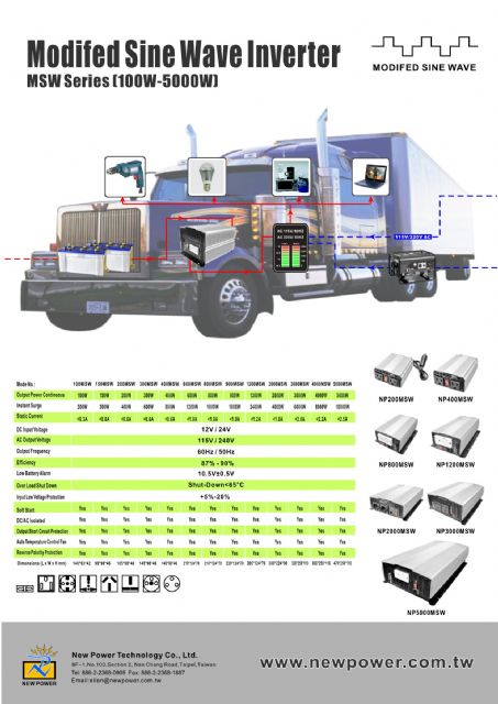 Modified sine wave power inverters supplied by New Power.