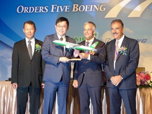 EVA Airways just finalized in late July with Boeing a firm order for five 777 freighters with GE engines. (photo from UDN)