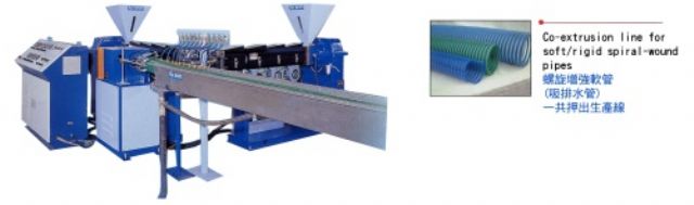 The Co-extrusion line for soft-rigid spiral-wound pipes from Tai Shin