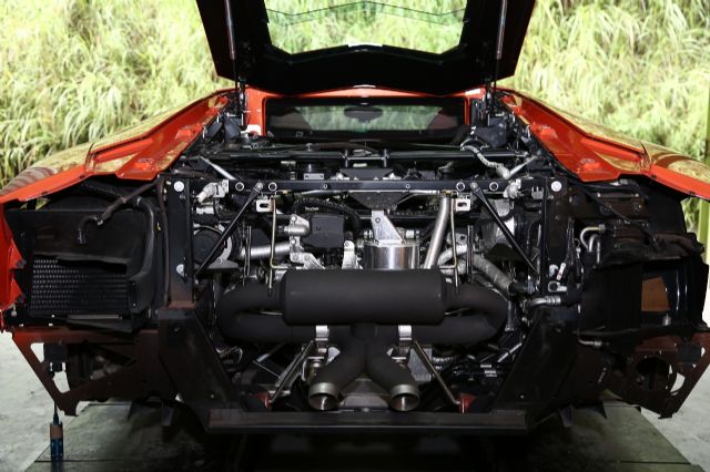 A Lamborghini equipped with iPE's top-end performance exhaust system. 