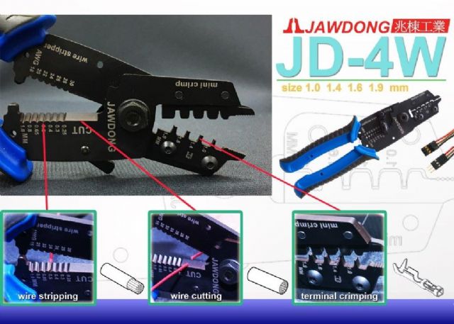 Jawdong’s JD-4W is multifunctional and fits electrical wires and terminals in many sizes (photo courtesy of Jawdong).