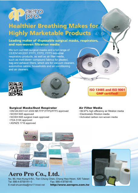 Aero Pro supplies high-quality breathing masks, surgical masks, dust respirators and air filtration media.