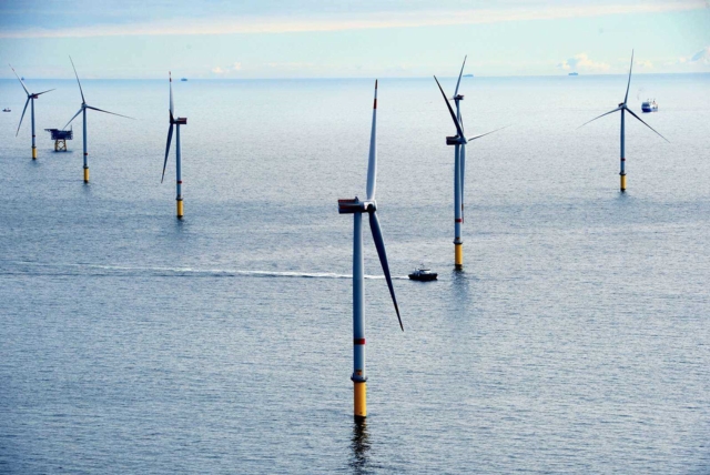 海洋風電第二階段預計2019年底前工，將增加20支6MW風機，總發電量達128MW。圖／沃旭能源提供