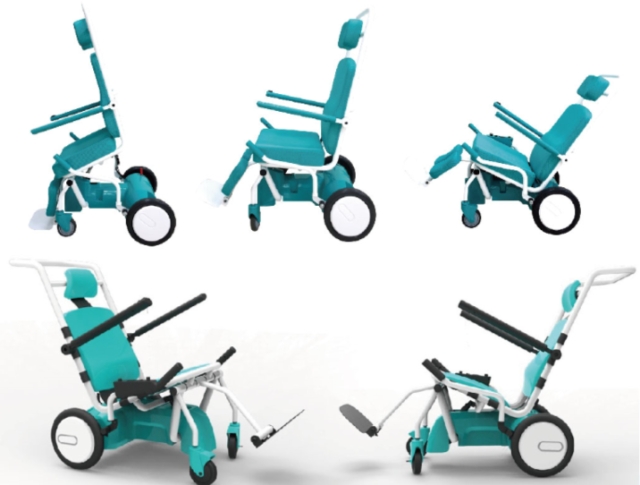 The multifunctional reclining wheelchair developed by FRT and its partners for older adults (photo courtesy of FRT).