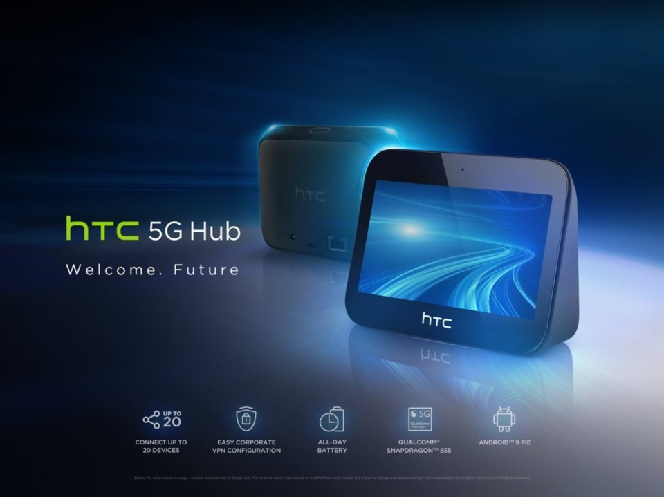 HTC（宏達電）今天展出HTC最新首款5G mobile smart hub。圖／宏達電提供