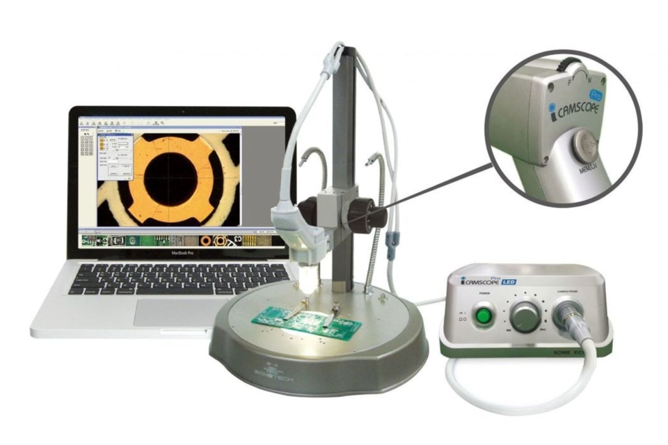 由SOMETECH數位顯微鏡最新推出「工業級數位顯微鏡ICS Pro(可手持式)」，也是本次展會中最大亮點。 璟騰科技／提供。