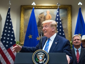 WTO同意美國對歐盟課徵報復性關稅，美國總統川普稱此為重大勝利。 （歐新社）
