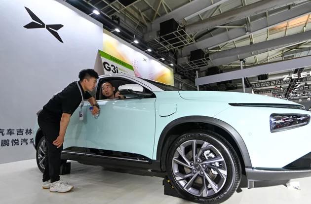 繼福斯與小鵬、奧迪與上汽合作後，現代結盟北汽推新車。圖為小鵬汽車。(新華社)