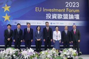蔡總統今（12）日出席「2023投資歐盟論壇開幕典禮」。總統府提供