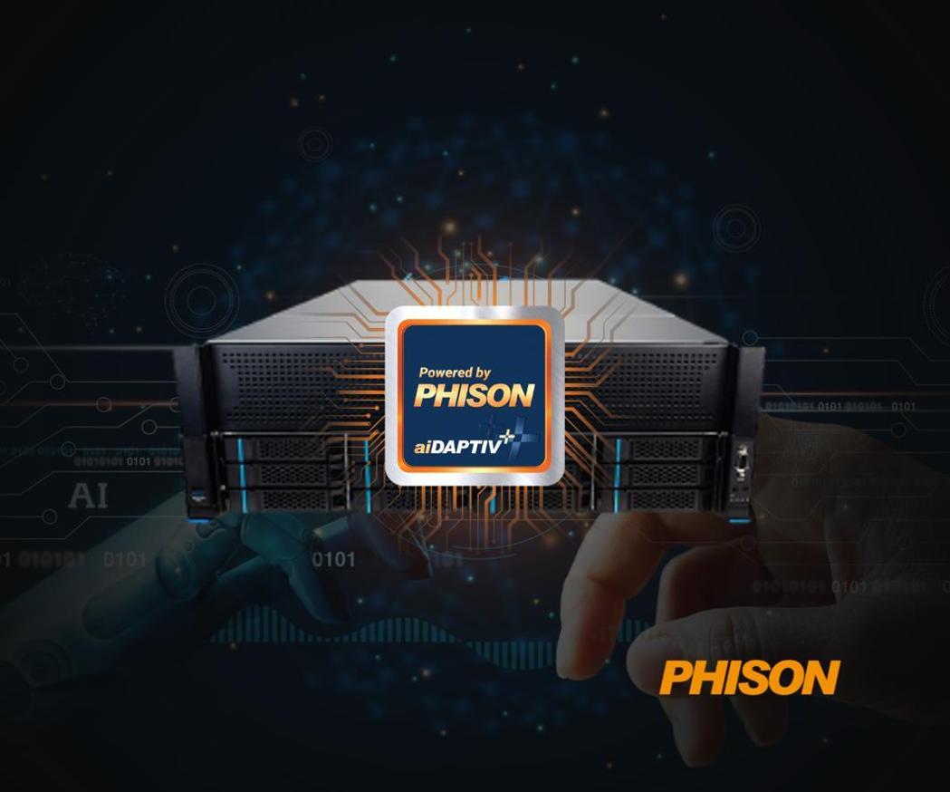群聯電子（PHISON）「aiDAPTIV+一站式生成式邊緣AI地端模型微調訓練及推論加速解決方案」，大幅加快AI運算有效降低成本。業者／提供