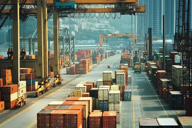 進出口示意圖。圖為貨櫃起運架。 圖／AI生成