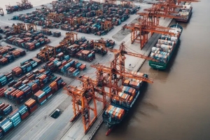 财政部9日公布元月出口657.7亿美元，创单月新高，在AI「马力十足」下，呈现淡季不淡，年增率高达69.9％，为史上第二大增幅，连27红。图为货柜港口。图／AI生成