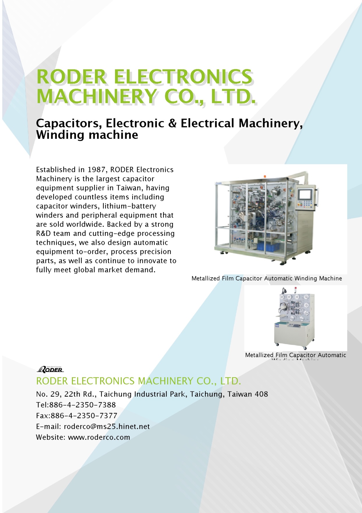 RODER ELECTRONICS MACHINERY CO., LTD.