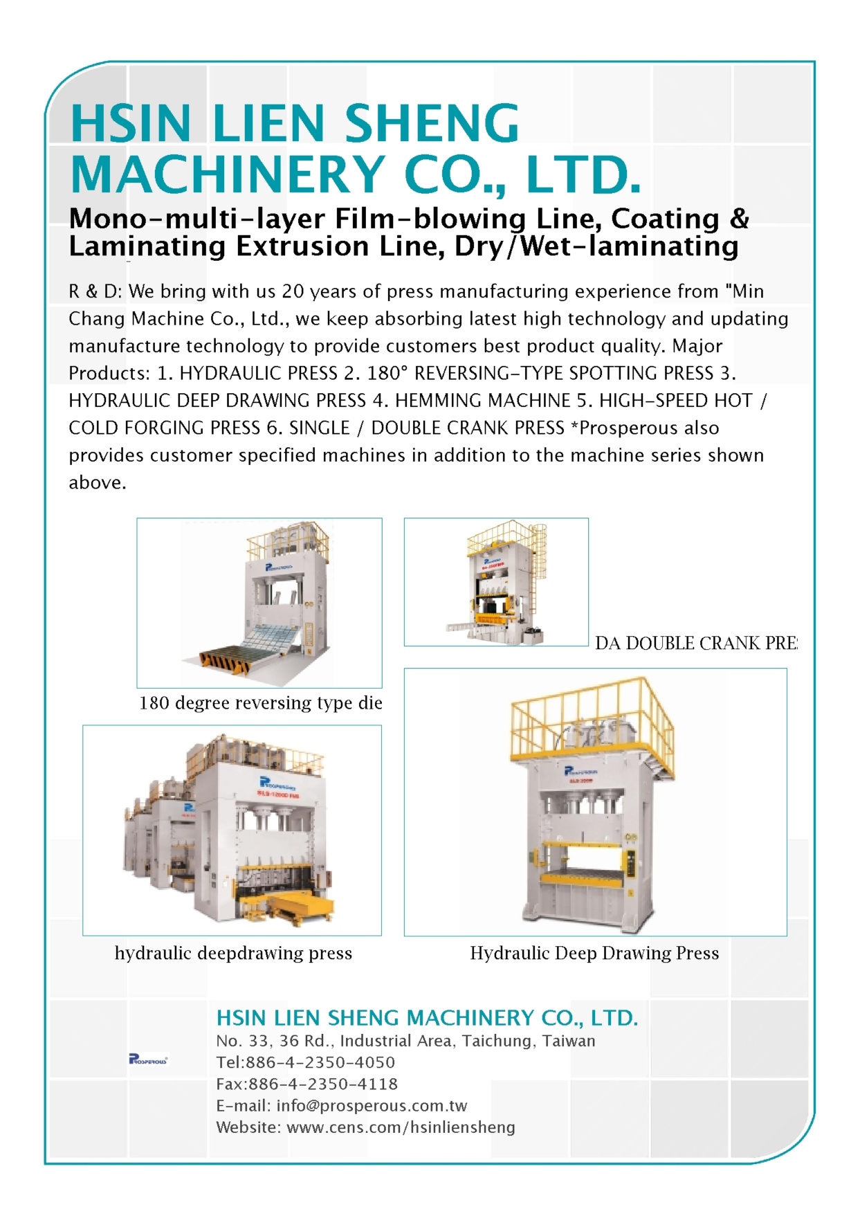 HSIN LIEN SHENG MACHINERY CO., LTD.