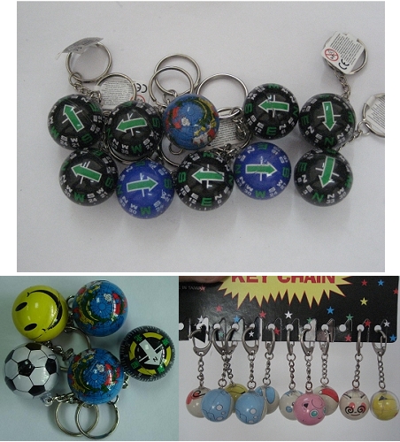 28MM sliding ball keyring compass in blue and black color
