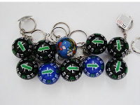 28MM sliding ball keyring compass in blue and black color