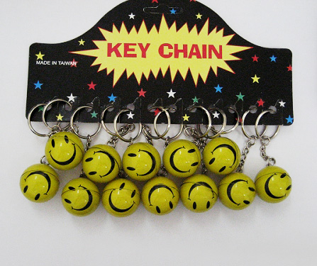 28MM SLIDING BALL KEYRING (YELLOW SMILEY FACE)