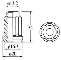 Close End Lug Nut (2pcs)