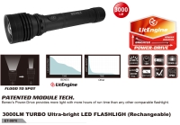 ET-0970 3000LM TURBO Ultra-bright LED FLASHLIGHT (Rechargeable)