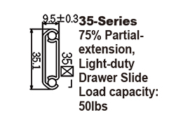 3560 Light-duty 3/4 Extension Ball Bearing Drawer Slides