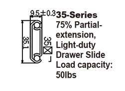 3572B Light-duty 3/4 Extension Ball Bearing Drawer Slides