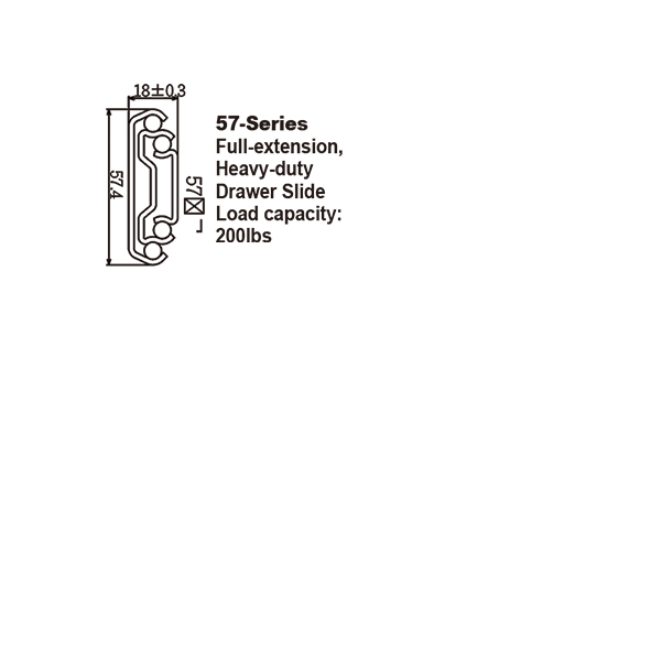 5702 Heavy-duty Drawer Slide, Steel ball-bearing slide