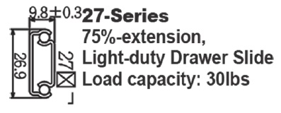 2776 Light-duty 3/4 Extension Ball Bearing Drawer Slides
