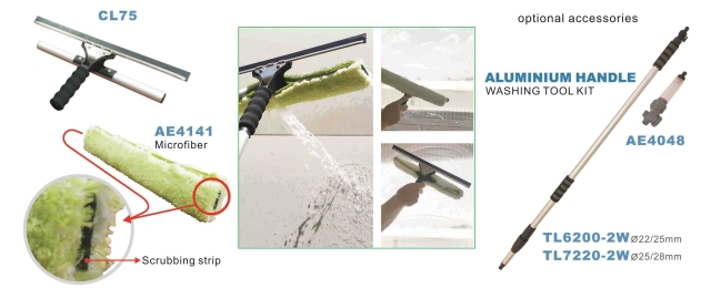 Water-thru cleaning sleeve & squeegee