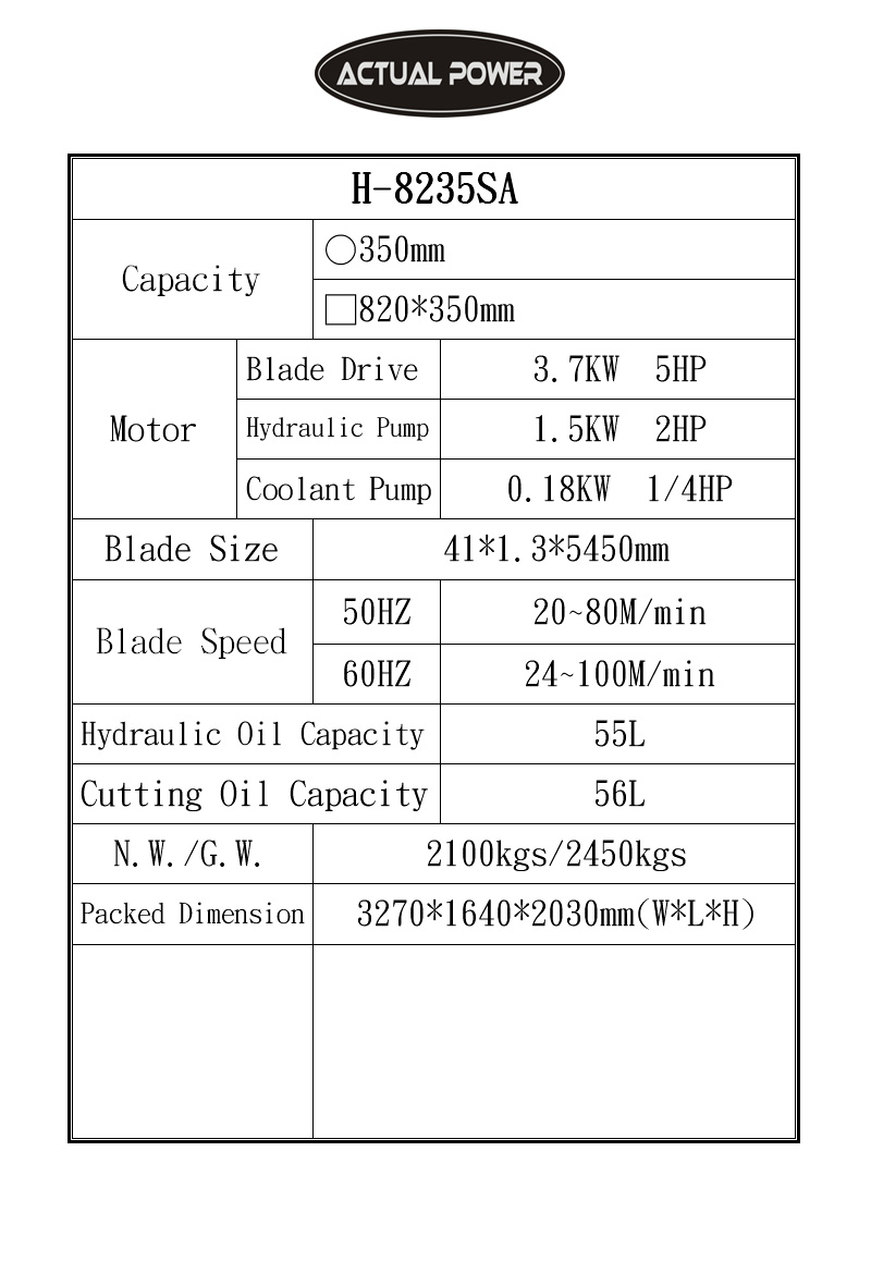 Column Type Semi-Automatic Band Saws Machine