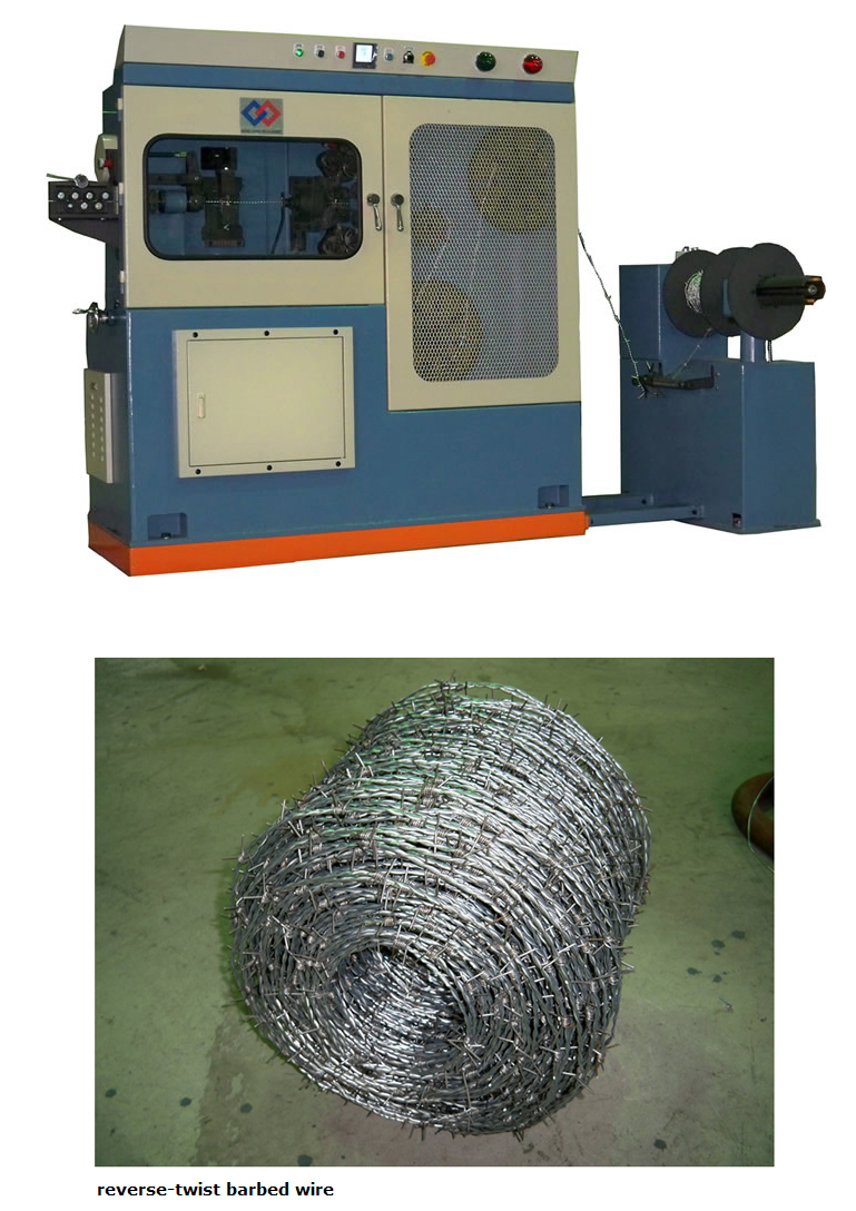 Reverse-twist barbed wire machine