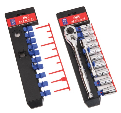 Anti-thief Vertical Socket Display Pack with Ratchet and Extension Bar Clips Anti-thief Vertical Socket Display Pack with Ratchet and Extension Bar Clips