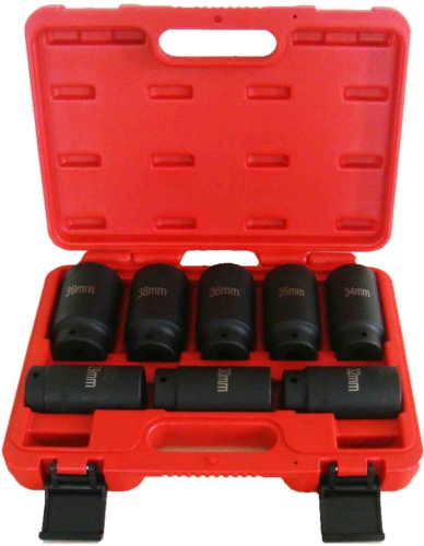 8PC 1/2” DR. Deep 12-Point 
AXLE/SPINDLE NUT 
SOCKET SET (Metric, 12-PT)
CR-MO
