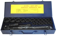 22 PC 3/4” DR. SOCKET WRENCH SET CR-V 6POINT (MM)