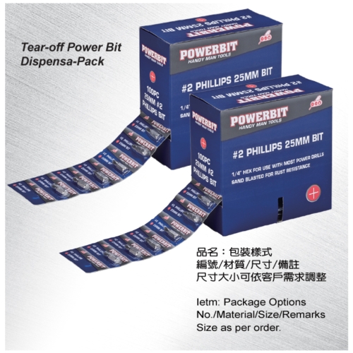 Tear-off Power Bit Dispensa-Pack Tear-off Power Bit Dispensa-Pack