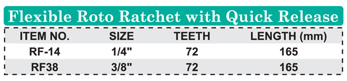 Flexible Roto Ratchet with Quick Release