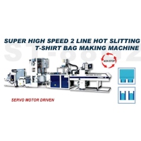 Super Hgh Speed 2 Line Hot Slitting T-shirt Bag Making Machine