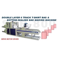 Double Layer 6 Track T-shirt Bag & Botton-sealing Bag Making Machine