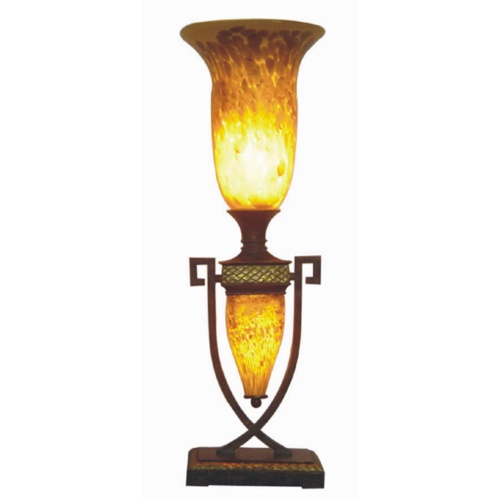 Wrought Iron Art Glass Table Lamp with Night Light Wrought Iron Art Glass Table Lamp with Night Light