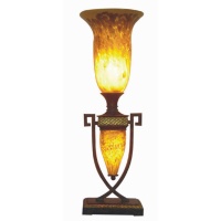 Wrought Iron Art Glass Table Lamp with Night Light