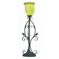 Wrought Iron Art Glass Torchiere Table Lamp