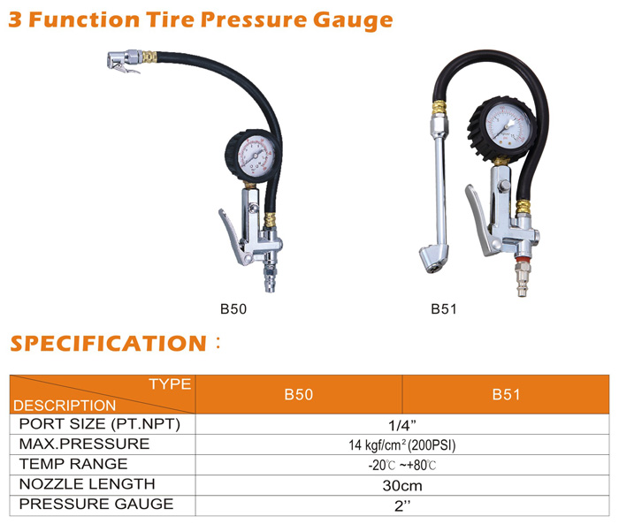 Air Tools-3 Function Tire Pressure Gauge