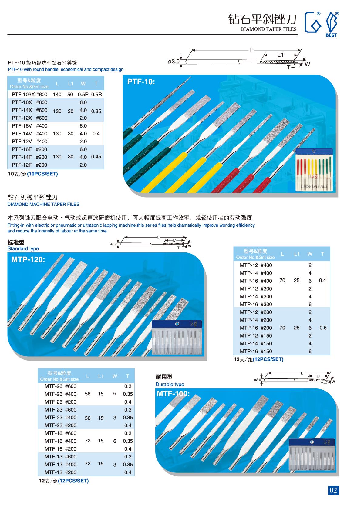 Diamond Taper Files PTF-10 ELECTROPLATED