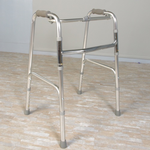 Polished, fixed folding walker