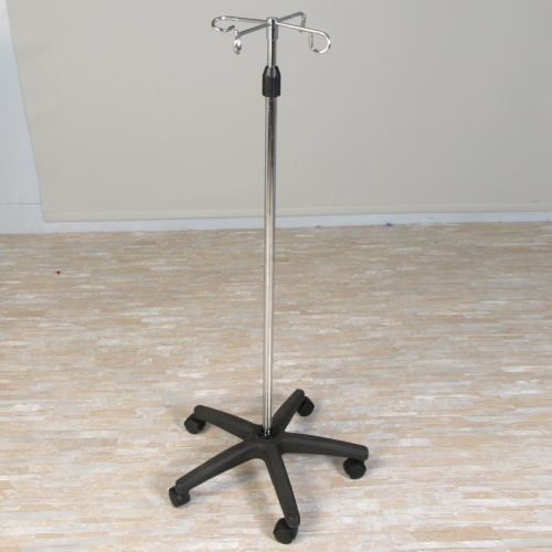 Iron-tube I.V. stand with four adjustable hooks