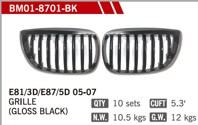 GRILLES GLOSS BLACK FOR BM E87 '01