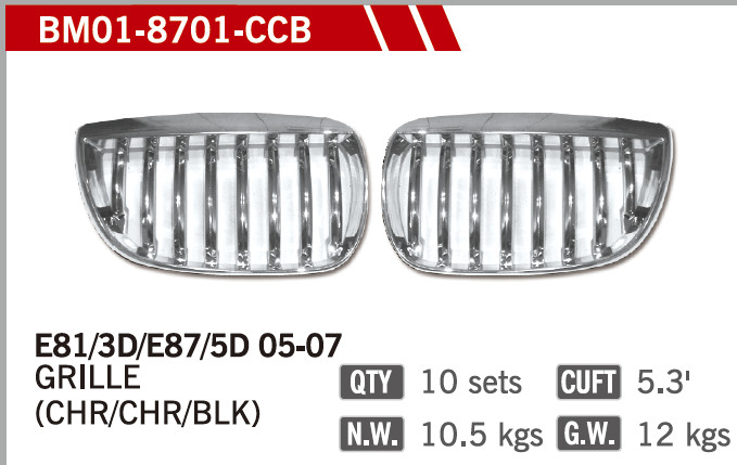 GRILLES CHROME& CHROME& BLACK FOR BM E87 01