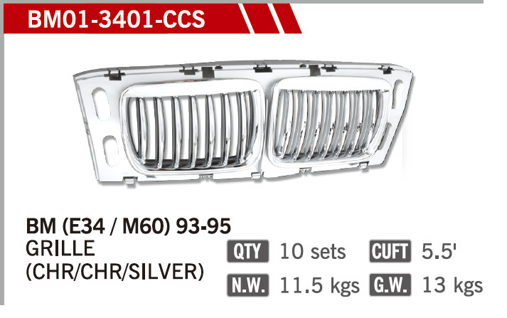 TUNING GRILLE for E34-M60 chrome+chrome + silver